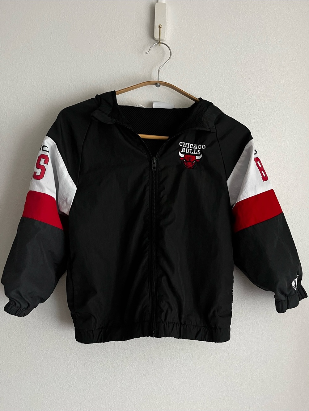 Cotton On Kids Chicago Bulls Black White Red Hooded Windbreaker